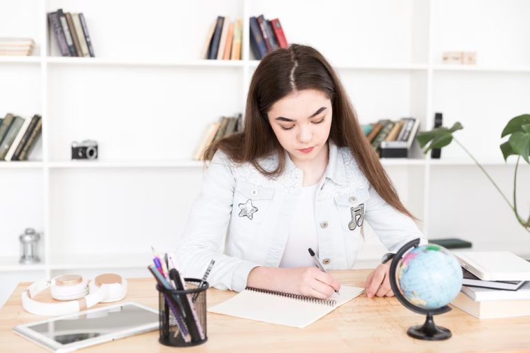 female student doing homework 768x512