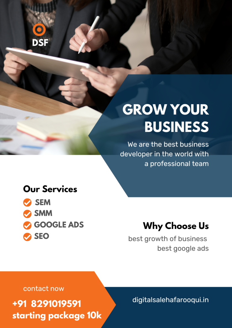 Blue Orange Modern Grow Your Business Poster 768x1086